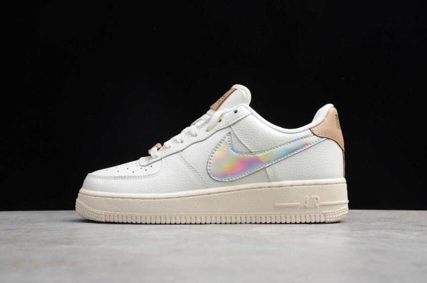 Men's Nike Air Force 1 Cream White Metallic Silver AV2038-100 Running Shoes - Click Image to Close