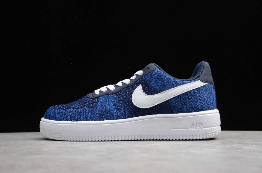 Men's Nike Air Force 1 Flyknit 2.0 College Navy White Obsidian AV3042-400 Running Shoes