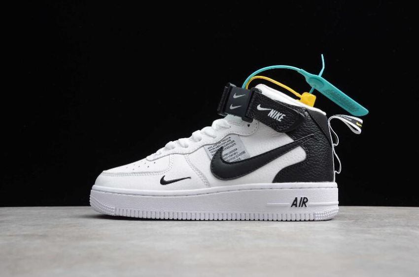 Women's Nike Air Force 1 Mid GS White Black Tour Yellow AV3803-100 Running Shoes