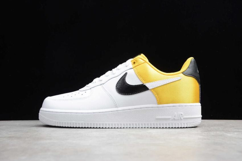 Men's Nike Air Force 1 07 1HO19 White Clover Amarillo Huang Black BQ4420-700 Running Shoes - Click Image to Close