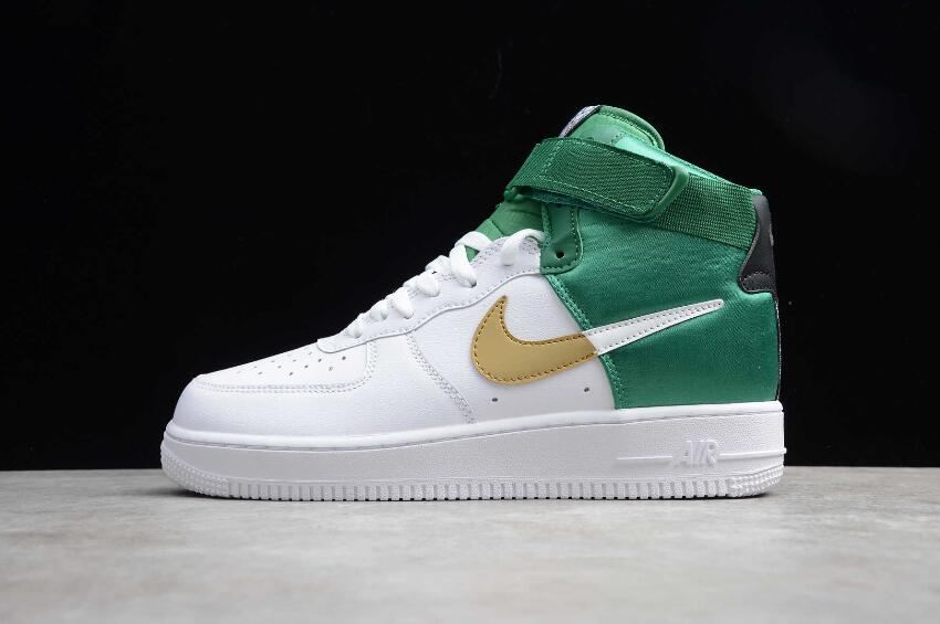 Women's Nike Air Force 1 High 07 White Clover Club Gold Green Black BQ4591-100 Running Shoes - Click Image to Close