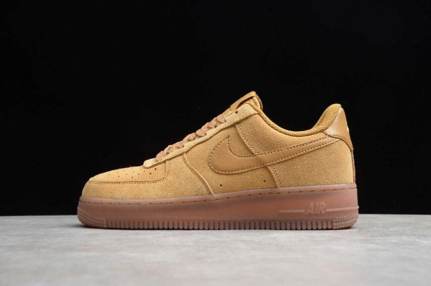 Men's Nike Air Force 1 Wheat Gum Light Brown BQ5485-700 Running Shoes - Click Image to Close