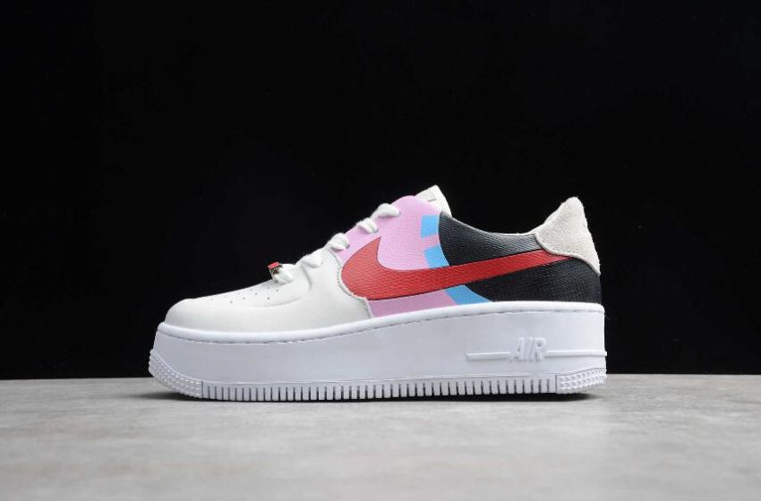 Women's Nike Air Force 1 Sage Low LX Rice White Red Black BV1976-004 Running Shoes - Click Image to Close