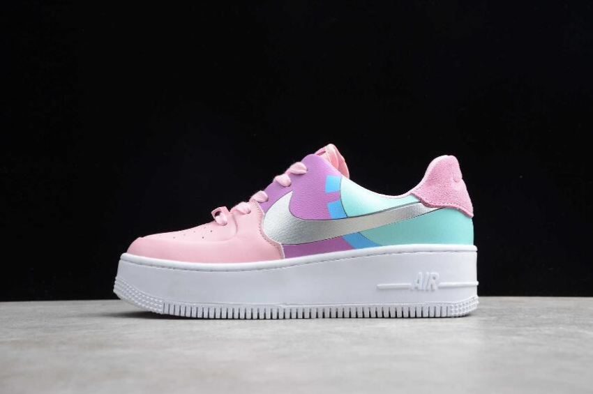 Men's Nike Air Force 1 Sage Low LX Pink Moon Silver BV1976-007 Running Shoes - Click Image to Close