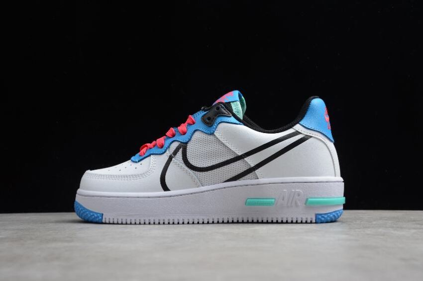 Women's Nike Air Force 1 React White Sky Blue CD4366-003 Running Shoes - Click Image to Close