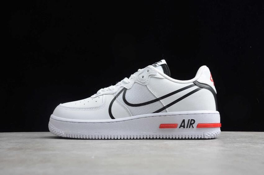 Women's Nike Air Force 1 React White Black University Red CD4366-100 Running Shoes