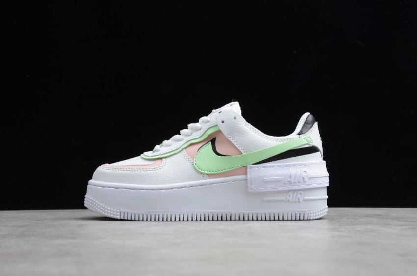 Women's Nike Air Force 1 Shadow White Pink Green CI0919-130 Running Shoes - Click Image to Close