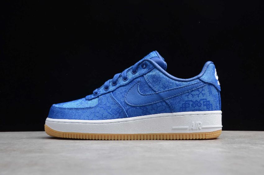 Men's Nike Air Force 1 PRM x Clot Royal Silk Game Royal White CJ5290-400 Running Shoes - Click Image to Close