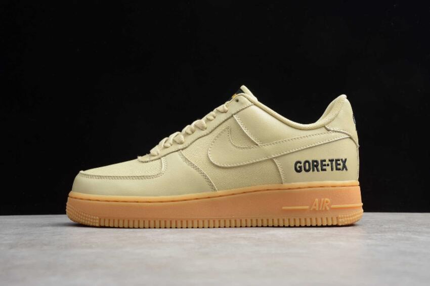 Men's Nike Air Force 1 GTX Team Gold Khaki Gold Black CK2630-700 Running Shoes