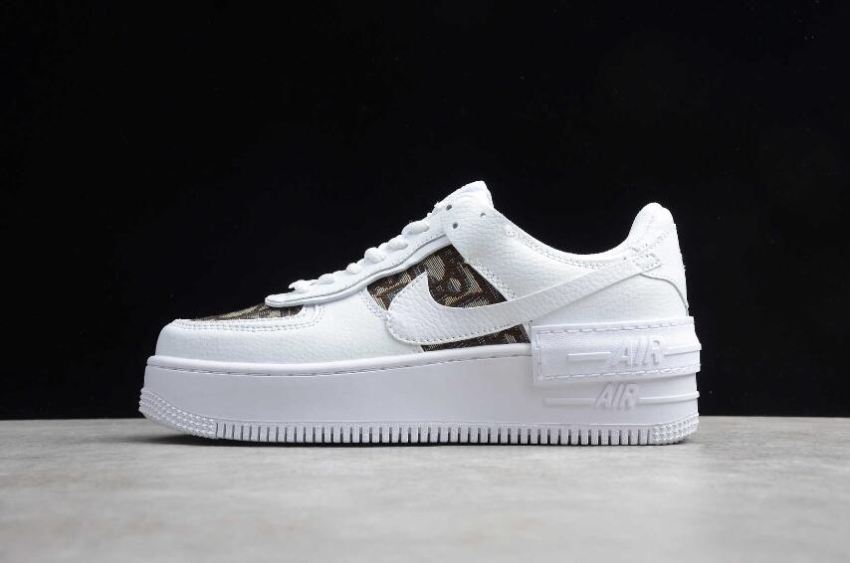 Men's Nike Air Force 1 Shadow White Khaki CK3172-004 Running Shoes - Click Image to Close