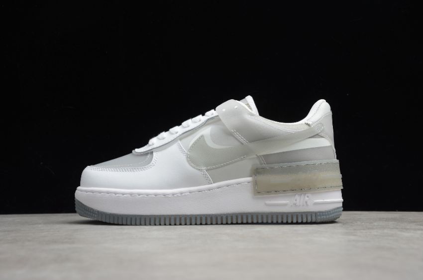 Women's Nike Air Force 1 Shadow SE White Particle Grey Fog CK6561-100 Running Shoes