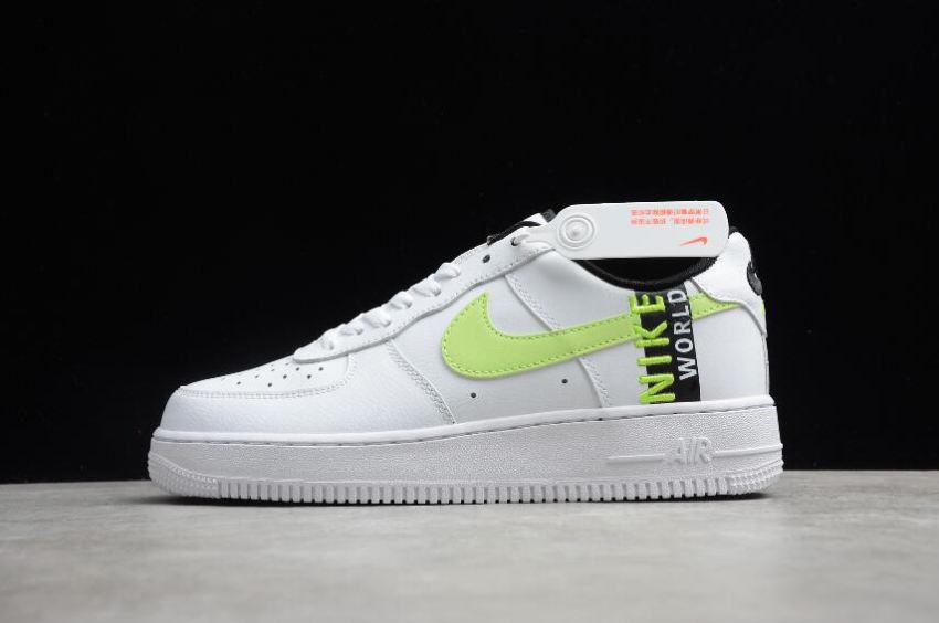 Women's Nike Air Force 1 Worldwide White Barely Volt Black CN8536-100 Running Shoes - Click Image to Close