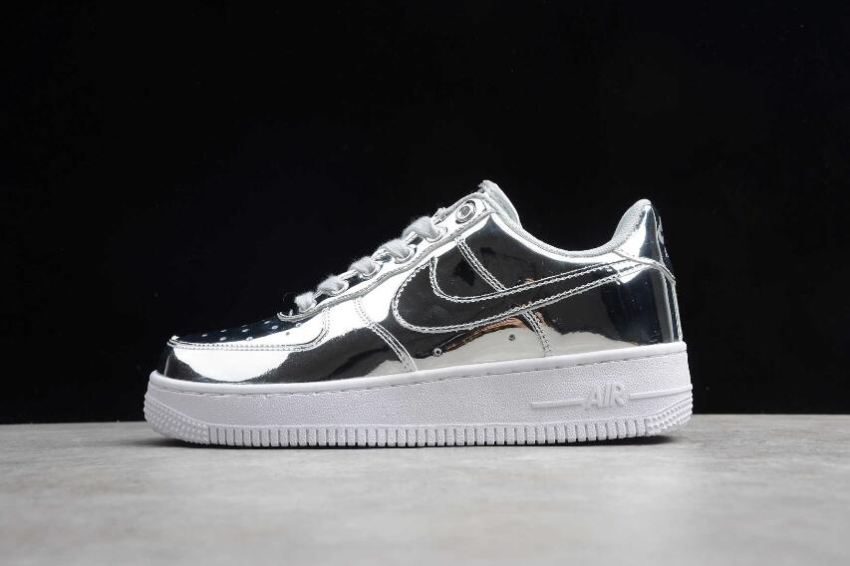 Women's Nike Air Force 1 Low Liquid Metal Silver White CQ6566-001 Running Shoes - Click Image to Close