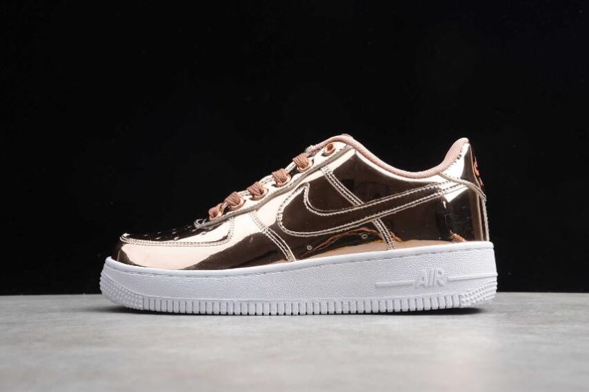 Men's Nike Air Force 1 Low Liquid Metal Rose Gold White CQ6566-900 Running Shoes