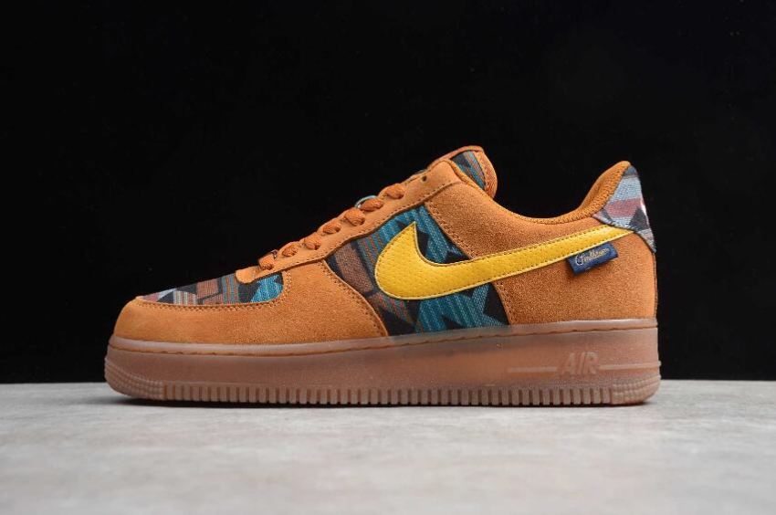 Men's Nike Air Force 1 07 N7 Gold Suede Dark Sulfur CQ7308-700 Running Shoes - Click Image to Close