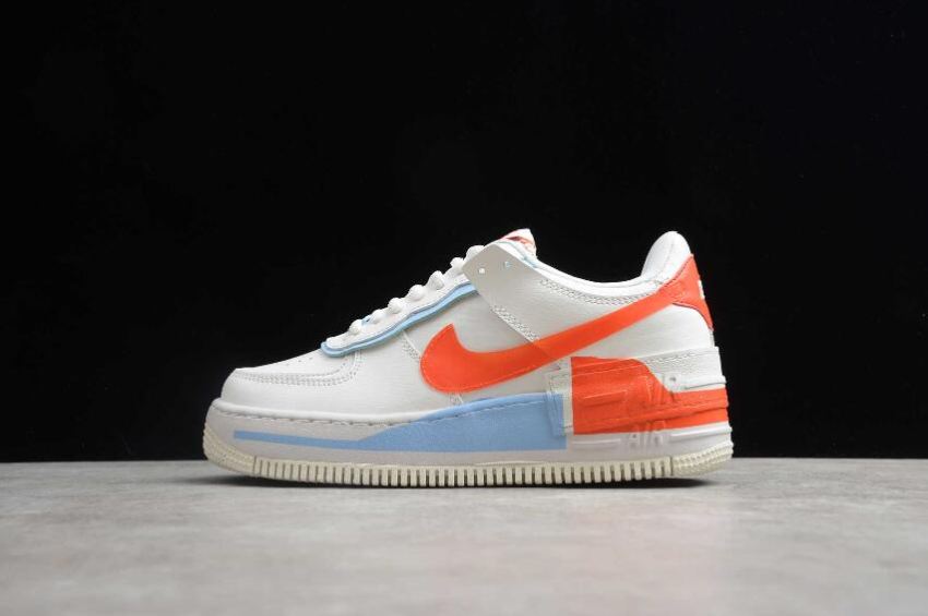 Men's Nike Air Force 1 Shadow SE Summit White Team Orange CQ9503-100 Running Shoes