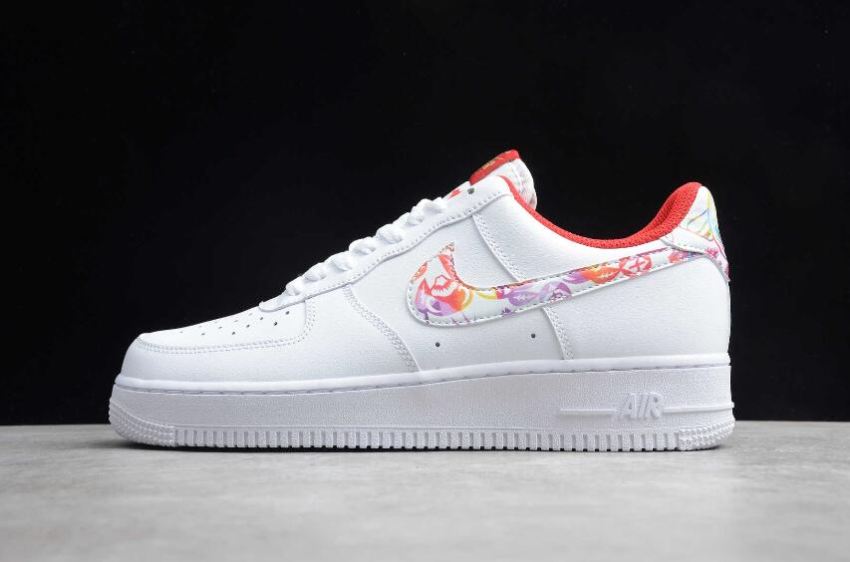 Men's Nike Air Force 1 Low White Color Red CU2980-191 Running Shoes - Click Image to Close