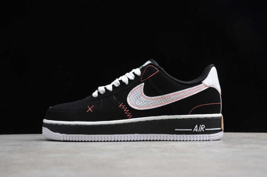 Men's Nike Air Force 1 07 Black White Bright Crimson CU6646-001 Running Shoes - Click Image to Close