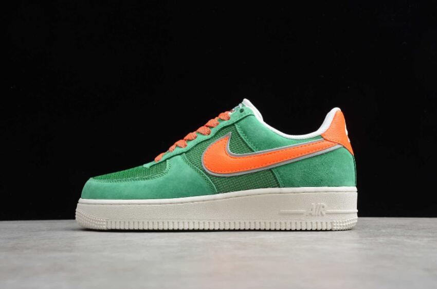 Men's Nike Air Force 1 07 Green Orange CU9225-300 Running Shoes - Click Image to Close