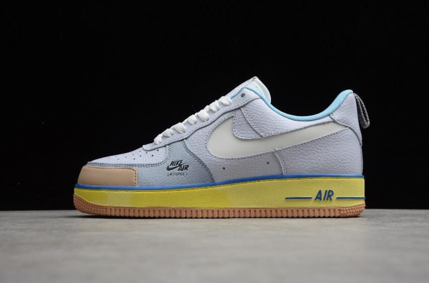 Women's Nike Air Force 1 Utility Dark Gray Khaki Light Blue Yellow Outlet CV3039-102 Running Shoes