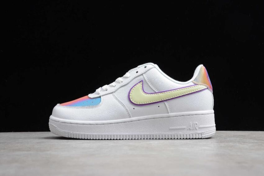 Men's Nike Air Force 1 07 Low Iridescent 2020 White CW0367-100 Running Shoes - Click Image to Close