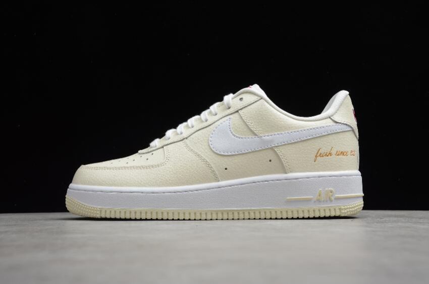 Men's Nike Air Force 1 PRM EMB Popcorn Coconut Milk White CW2919-100 Running Shoes - Click Image to Close