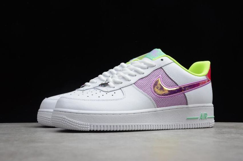 Men's Nike Air Force 1 07 White Easter MultiColor Lemon Venom CW5592-100 Running Shoes - Click Image to Close