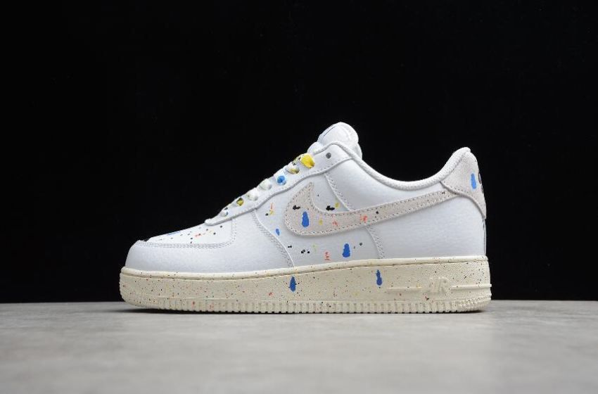 Men's Nike Air Force 1 07 Paint Splatter White Sail CZ0339-100 Running Shoes