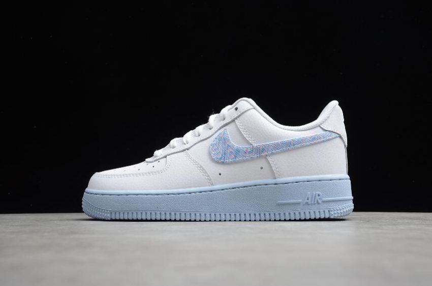 Men's Nike Air Force 1 White Hydrogen Blue Laser Blue CZ0377-100 Running Shoes - Click Image to Close