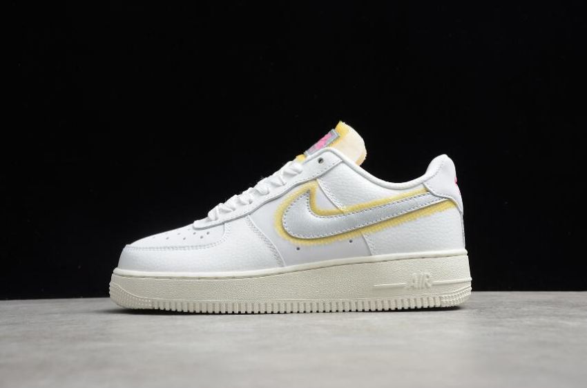 Women's Nike Air Force 1 07 White Metallic Silver Yellow CZ81004-100 Running Shoes - Click Image to Close