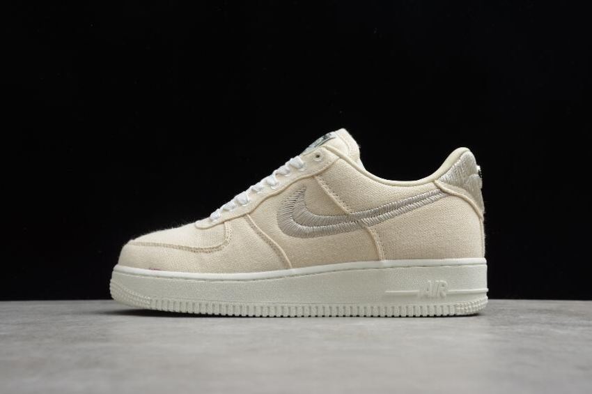 Men's Nike Air Force 1 Low x Stussy Beige White CZ9084-200 Running Shoes - Click Image to Close