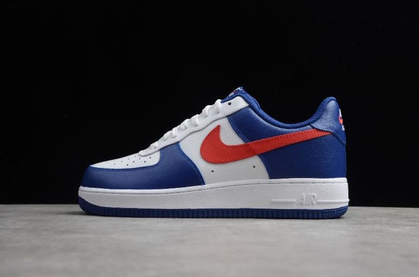 Men's Nike Air Force 1 07 White Light Blue Red CZ9164-100 Running Shoes - Click Image to Close