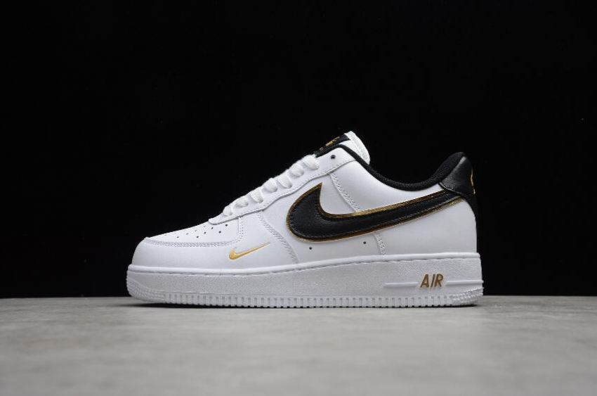 Women's Nike Air Force 1 07 White Black Gold DA8481-100 Running Shoes - Click Image to Close