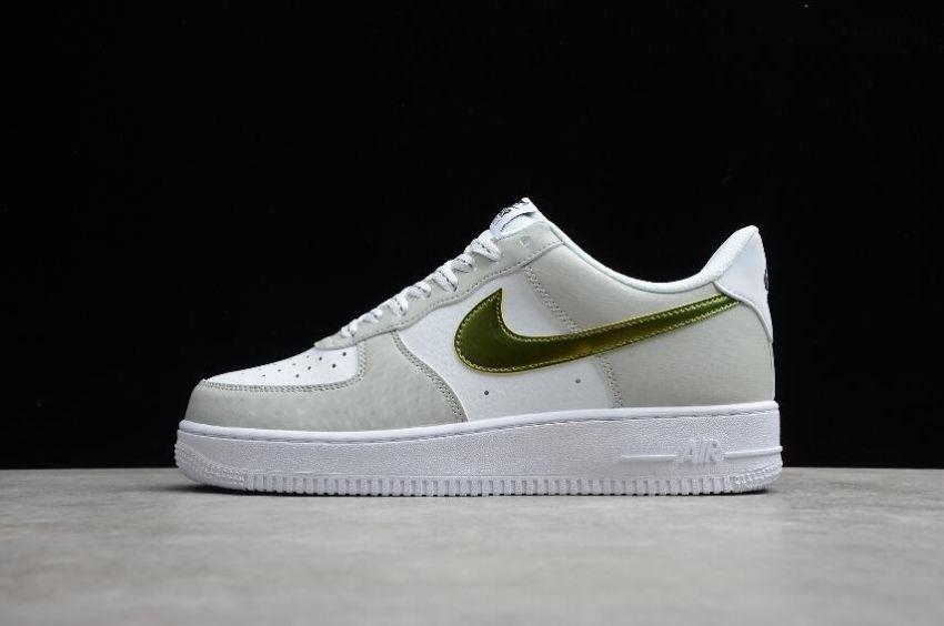 Women's Nike Air Force 1 07 White Gray Ink Gold DC9029-100 Running Shoes - Click Image to Close