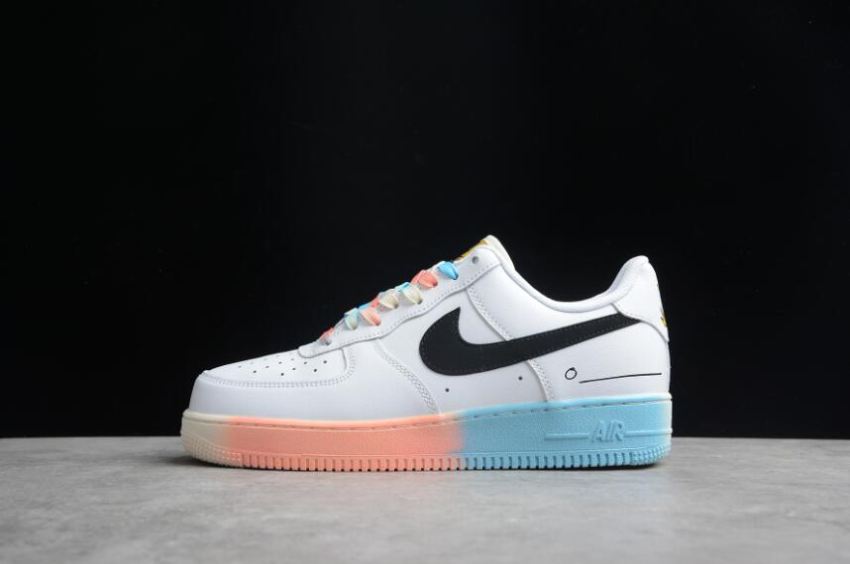 Men's Nike Air Force 1 07 White Black Pink Blue DJ4679-101 Running Shoes - Click Image to Close