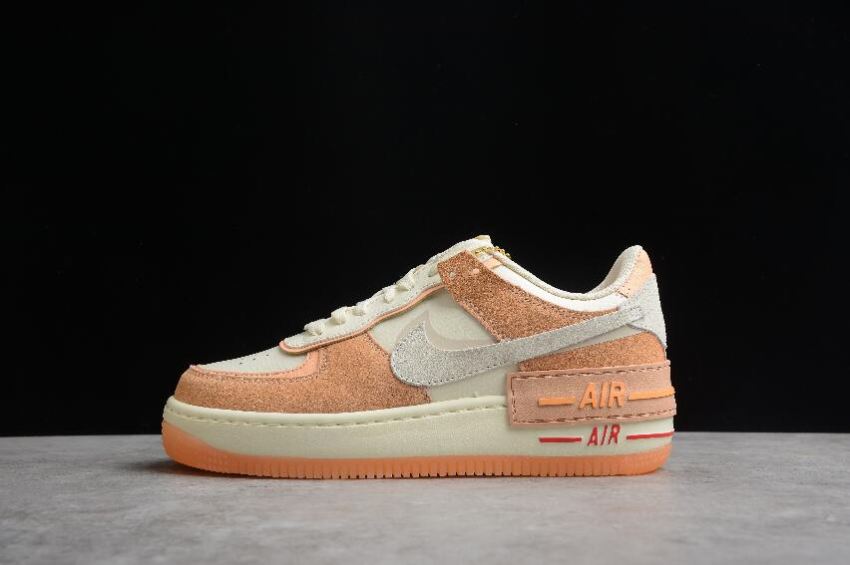 Men's Nike Air Force 1 Shadow Sisterhood Cashmere Orange Chalk DM8157-700 Running Shoes - Click Image to Close