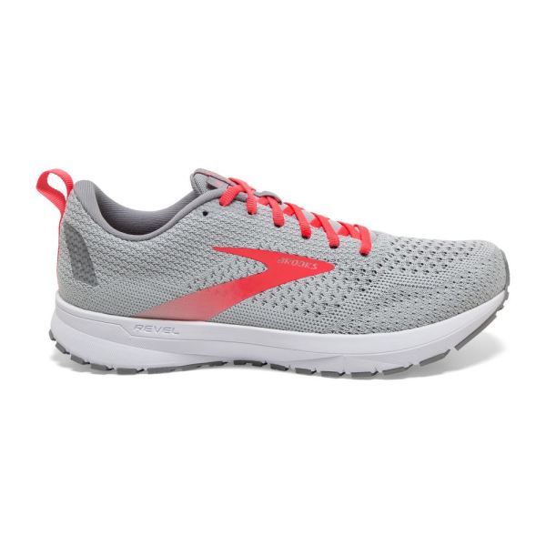 Brooks Revel 4 Oyster/Alloy/Fiery Coral - Click Image to Close