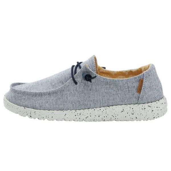 Women's Hey Dude Shoes Wendy Chambray White Blue - Click Image to Close