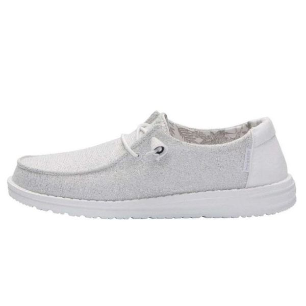 Women's Hey Dude Shoes Wendy Stretch Sparkling Sparkling White