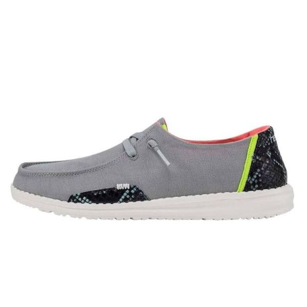 Women's Hey Dude Shoes Wendy Snake Steel Grey - Click Image to Close