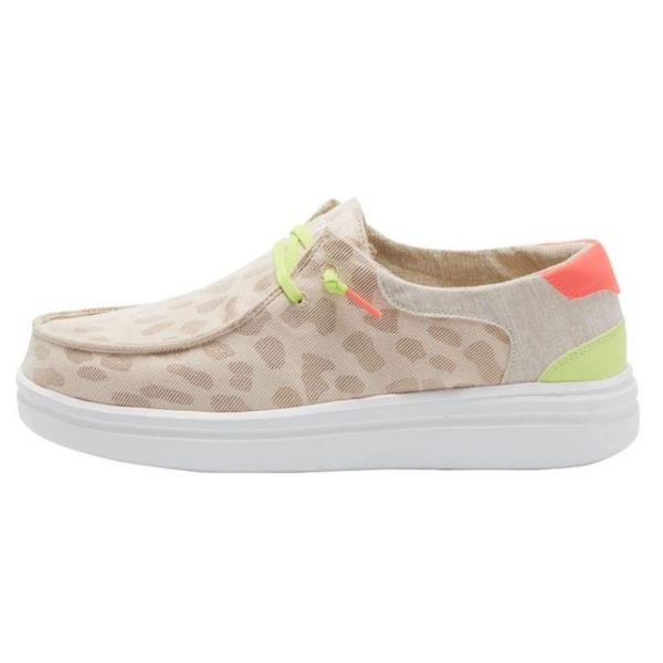 Hey Dude Shoes Women's Wendy Rise Jungle Leopard Neon Beige - Click Image to Close