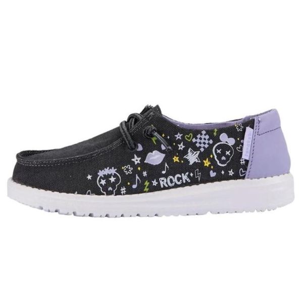 Hey Dude Shoes Girls Wendy Youth Doodle Black