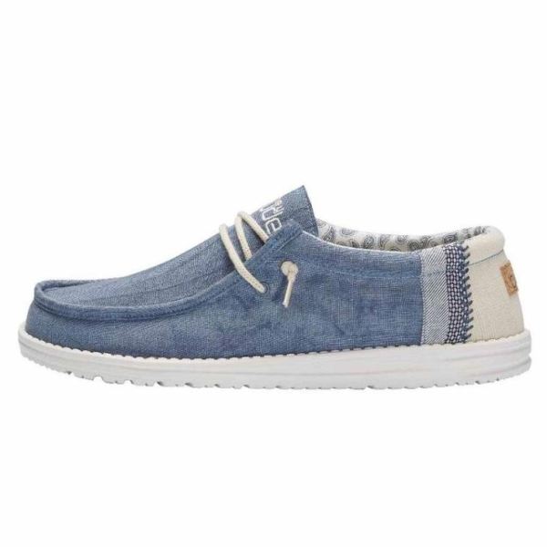 Hey Dude Shoes Men's Wally Canvas Natural Blue