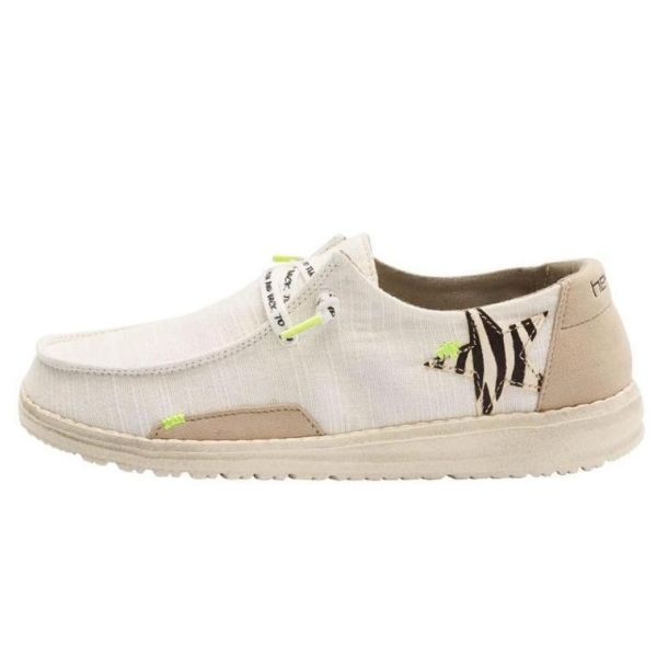 Women's Hey Dude Shoes Wendy Jungle Zebra Star White - Click Image to Close