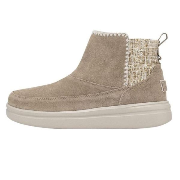 Women's Hey Dude Shoes Mel Suede Sand - Click Image to Close