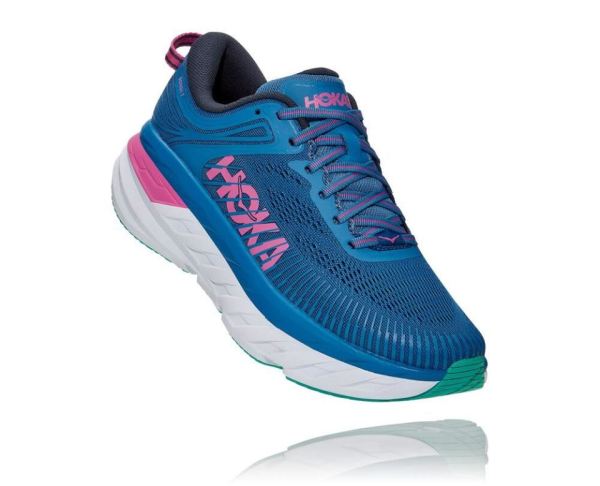 HOKA ONE ONE Bondi 7 for Women Vallarta Blue / Phlox Pink