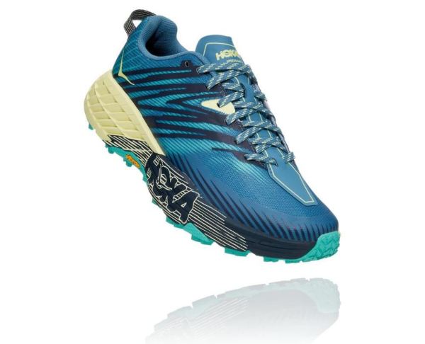 HOKA ONE ONE Speedgoat 4 for Women Provincial Blue / Luminary Green - Click Image to Close