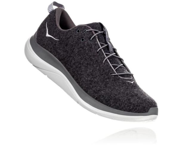 HOKA ONE ONE Hupana Flow Wool for Men Dark Shadow / Charcoal Gray - Click Image to Close