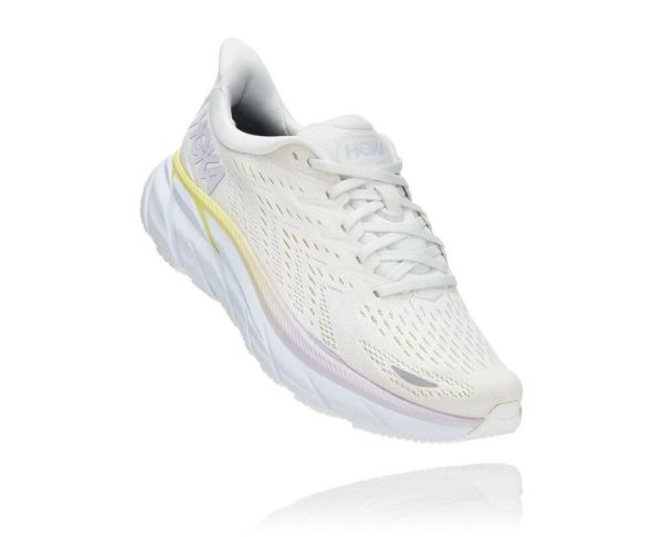 HOKA ONE ONE Clifton 8 for Women Blanc De Blanc / Bright White - Click Image to Close