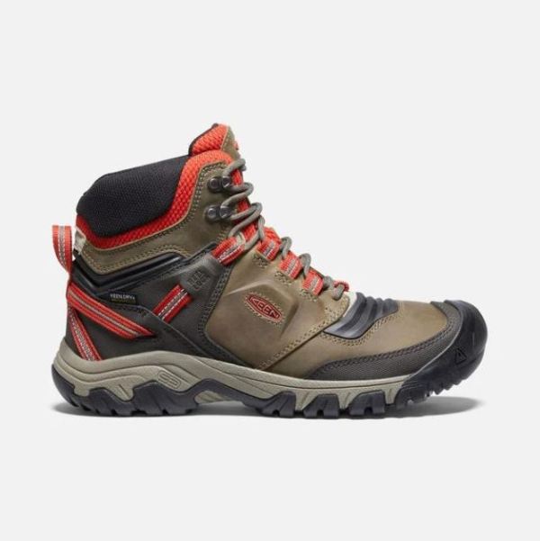 Keen Shoes | Men's Ridge Flex Waterproof Boot-Dark Olive/Ketchup